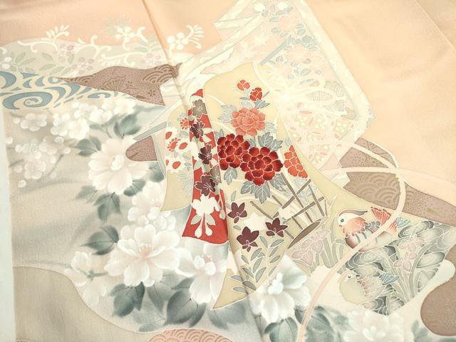 平和屋着物■訪問着 刺繍 鴛鴦 几帳花文 金彩 正絹 逸品 DABE1886op