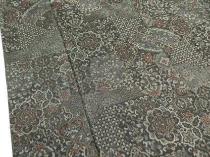 平和屋着物■上質な紬 洋花文 黒地 正絹 逸品 DABE1889op
