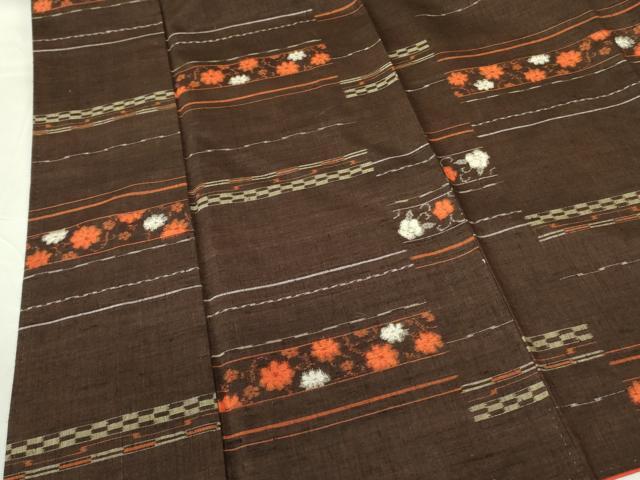 平和屋着物■上質な紬 横段花文 正絹 逸品 DABE1892op