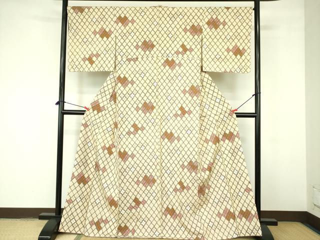 平和屋着物■上質な小紋 紬地 抽象文様 正絹 逸品 DABE1893op