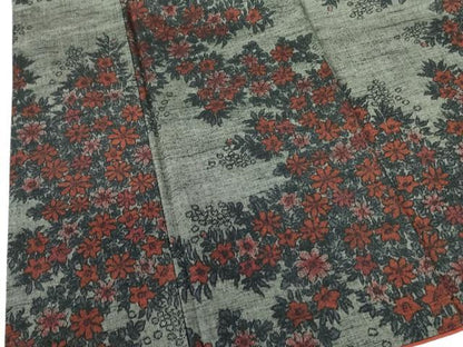 平和屋着物■上質な紬　草花　正絹　逸品　DABE1894op