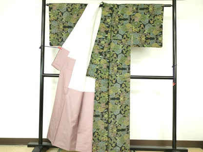 平和屋着物■上質な紬 草花 正絹 逸品 DABE1904op