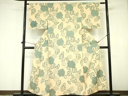 平和屋着物▼上質な小紋 単衣 地紋起こし 舞花 正絹 逸品 DABE1927op