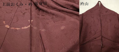 平和屋着物▼上質な色無地 花唐草地紋 葡萄色 正絹 逸品 DABE1930op