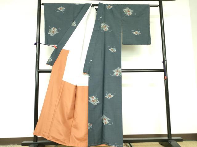 平和屋着物■上質な紬 伝統工芸士 根津誠一作 乾山織 舞蝶文 証紙付き 正絹 逸品 DABE1932op
