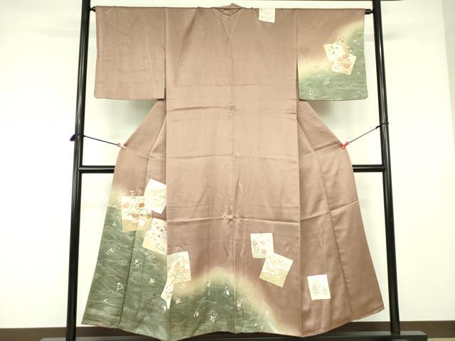 平和屋着物■訪問着 刺繍 色紙花松文 暈し染め 金彩 正絹 逸品 DABE1937op