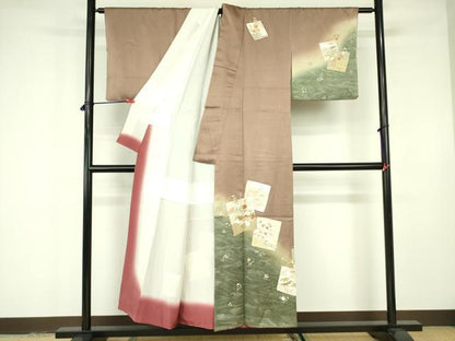 平和屋着物■訪問着 刺繍 色紙花松文 暈し染め 金彩 正絹 逸品 DABE1937op