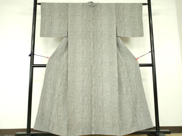平和屋着物■上質な小紋 縞 黒地 正絹 逸品 DABE1942op