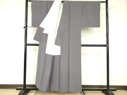 平和屋着物■上質な色無地 紫鼠色 正絹 逸品 未使用 DABE1943op