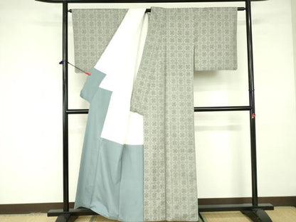 平和屋着物■本場大島紬 幾何学花文 正絹 逸品 DABE1946op