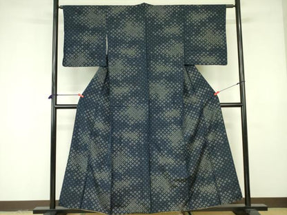 平和屋着物■上質な紬 花菱文 正絹 逸品 DABE1949op