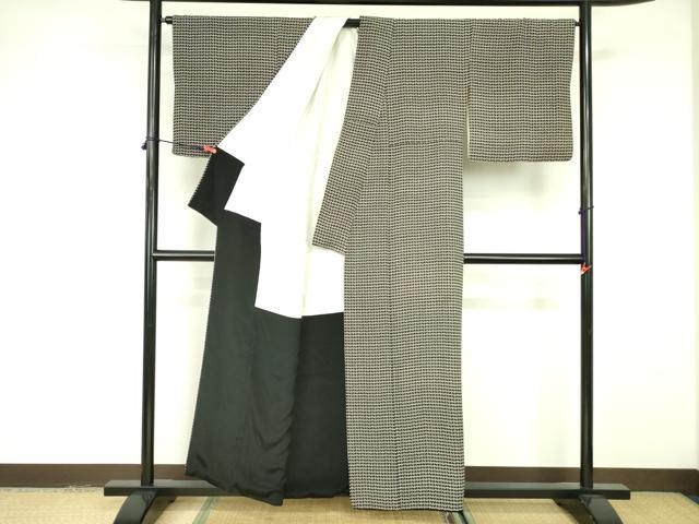 平和屋着物■上質な小紋 抽象文様 黒地 正絹 逸品 DABE1953op