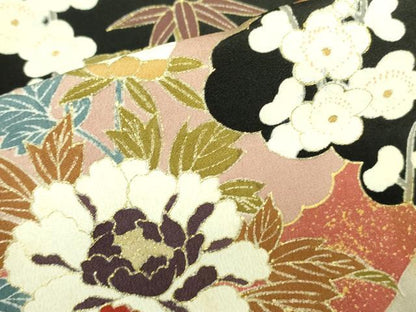 平和屋着物■豪華黒留袖　作家物　鴛鴦飛鶴花文　金彩　正絹　逸品　DABE1963op