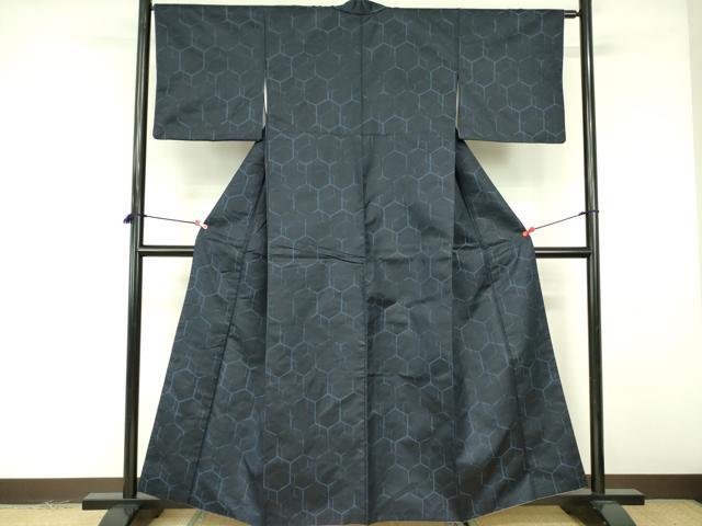 平和屋着物■上質な紬 亀甲文 正絹 逸品 DABE1966op