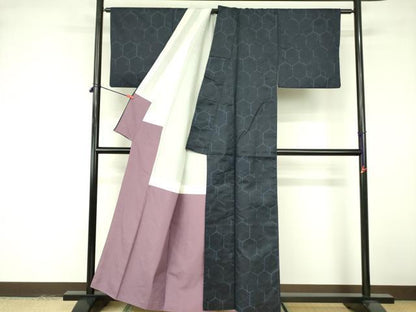 平和屋着物■上質な紬 亀甲文 正絹 逸品 DABE1966op