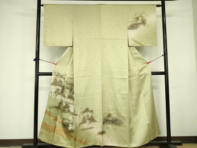 平和屋着物■訪問着 風景花文 暈し染め 金彩 正絹 逸品 DABE1969op