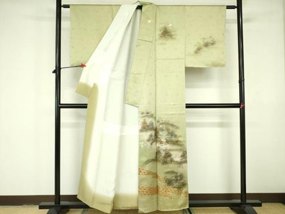 平和屋着物■訪問着 風景花文 暈し染め 金彩 正絹 逸品 DABE1969op