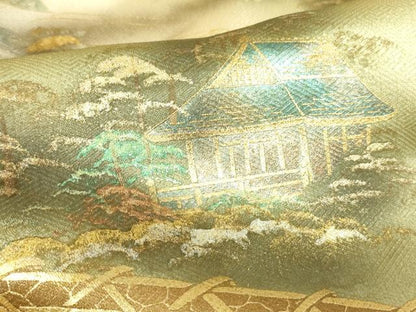 平和屋着物■訪問着 風景花文 暈し染め 金彩 正絹 逸品 DABE1969op