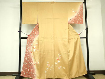 平和屋着物■訪問着 刺繍 舞蝶花文 暈し染め 金彩 正絹 逸品 DABE1970op