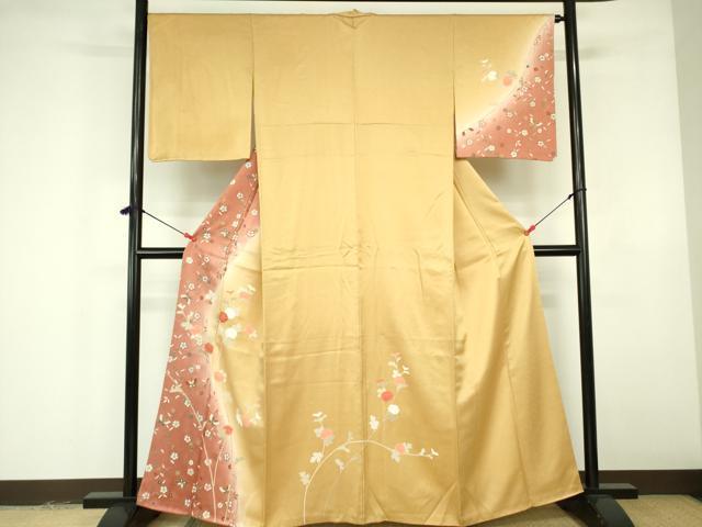平和屋着物■訪問着 刺繍 舞蝶花文 暈し染め 金彩 正絹 逸品 DABE1970op