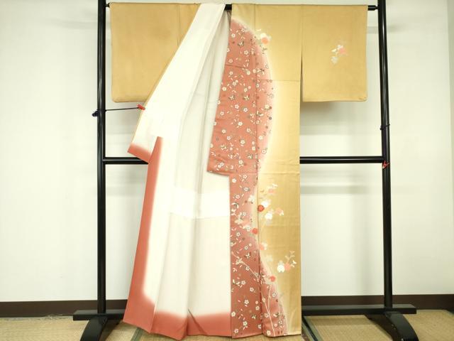 平和屋着物■訪問着 刺繍 舞蝶花文 暈し染め 金彩 正絹 逸品 DABE1970op