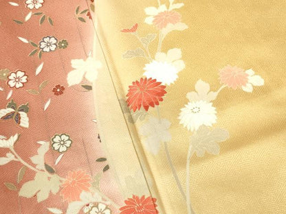 平和屋着物■訪問着 刺繍 舞蝶花文 暈し染め 金彩 正絹 逸品 DABE1970op