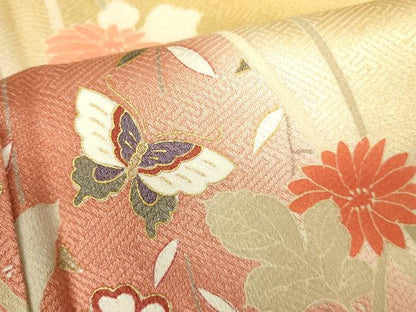 平和屋着物■訪問着 刺繍 舞蝶花文 暈し染め 金彩 正絹 逸品 DABE1970op