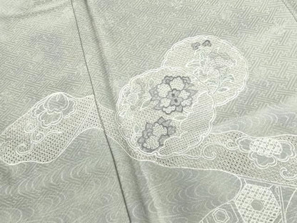 平和屋着物■中国三大刺繍 スワトウ刺繍 汕頭刺繍 訪問着 絞り 流水花文 暈し染め 金彩 正絹 逸品 DABE1972op