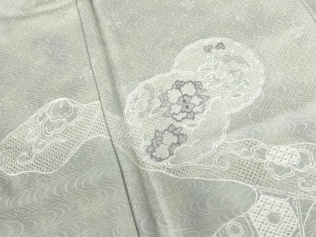 平和屋着物■中国三大刺繍 スワトウ刺繍 汕頭刺繍 訪問着 絞り 流水花文 暈し染め 金彩 正絹 逸品 DABE1972op