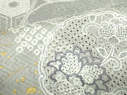 平和屋着物■中国三大刺繍 スワトウ刺繍 汕頭刺繍 訪問着 絞り 流水花文 暈し染め 金彩 正絹 逸品 DABE1972op