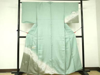 平和屋着物■訪問着 駒刺繍 地紙花文 暈し染め 金銀彩 正絹 逸品 DABE1973op