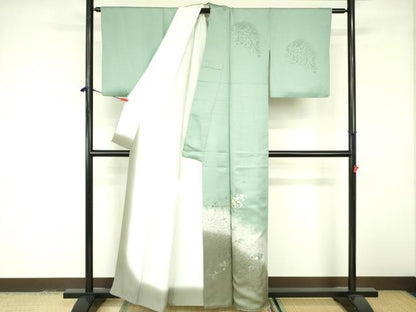 平和屋着物■訪問着 駒刺繍 地紙花文 暈し染め 金銀彩 正絹 逸品 DABE1973op