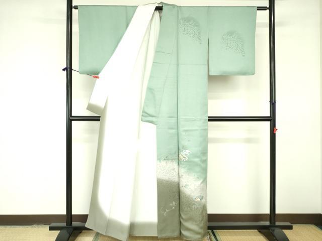平和屋着物■訪問着 駒刺繍 地紙花文 暈し染め 金銀彩 正絹 逸品 DABE1973op