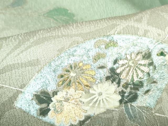 平和屋着物■訪問着 駒刺繍 地紙花文 暈し染め 金銀彩 正絹 逸品 DABE1973op