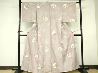平和屋着物■上質な紬 雪輪花文 正絹 逸品 DABE1974op