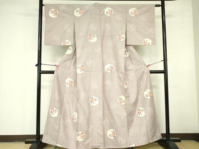 平和屋着物■上質な紬 雪輪花文 正絹 逸品 DABE1974op