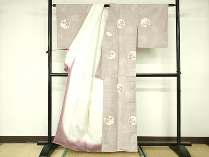 平和屋着物■上質な紬 雪輪花文 正絹 逸品 DABE1974op