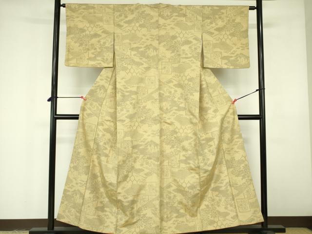 平和屋着物■上質な紬 風景花文 正絹 逸品 DABE1975op