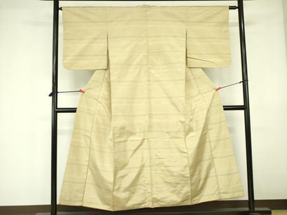 平和屋着物■上質な紬　横段文　正絹　逸品　DABE1976op