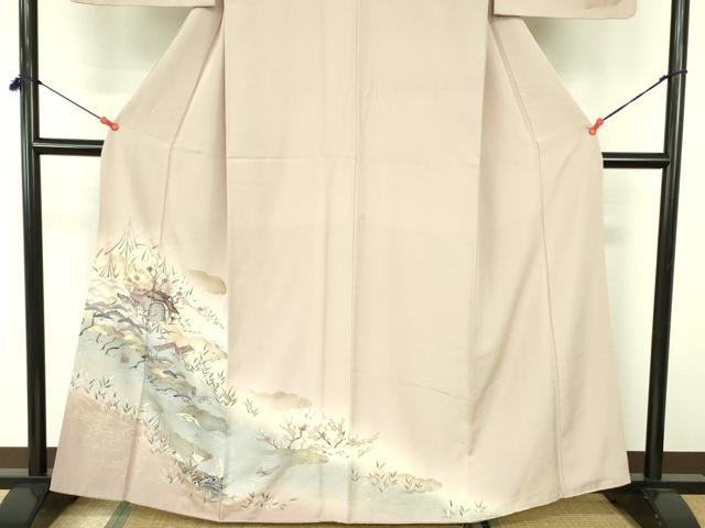 平和屋着物■訪問着 飛鶴風景花文 暈し染め 金銀彩 正絹 逸品 DABE1982op