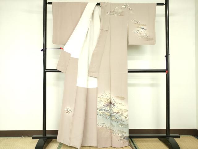 平和屋着物■訪問着 飛鶴風景花文 暈し染め 金銀彩 正絹 逸品 DABE1982op