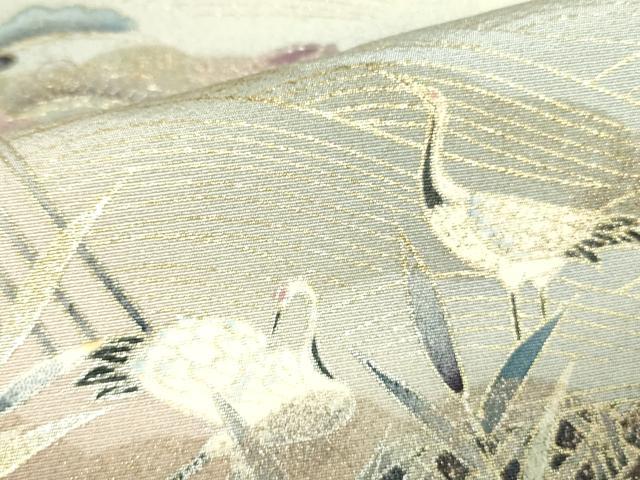 平和屋着物■訪問着 飛鶴風景花文 暈し染め 金銀彩 正絹 逸品 DABE1982op