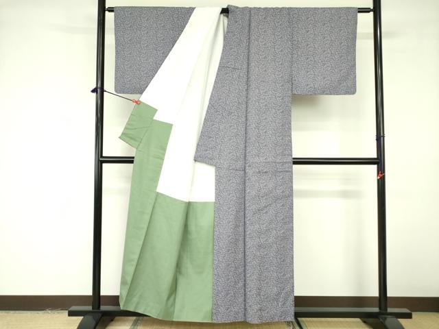 平和屋着物■上質な小紋 紬地 草花 正絹 逸品 DABE1988op