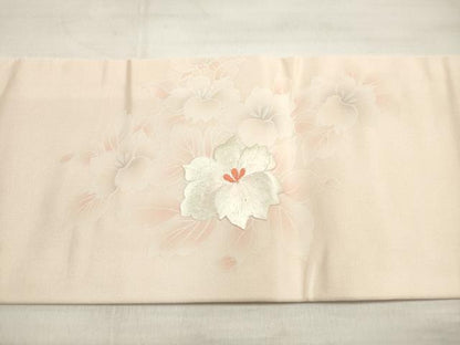 平和屋着物◎九寸名古屋帯 刺繍 草花文 正絹 逸品 DABE2005xg