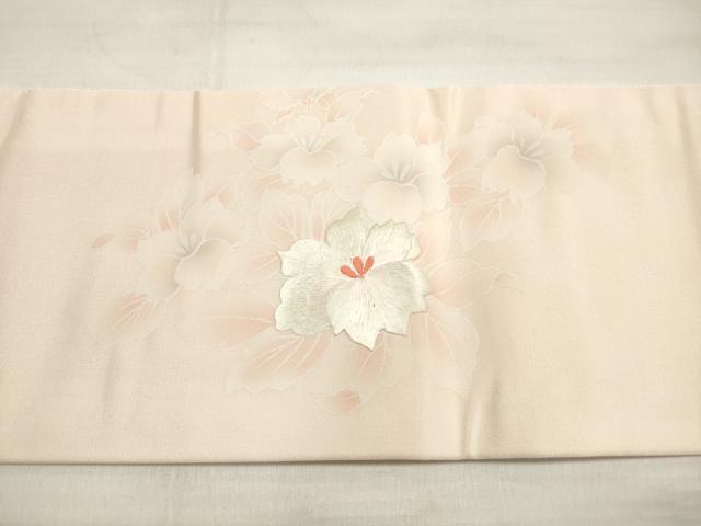 平和屋着物◎九寸名古屋帯 刺繍 草花文 正絹 逸品 DABE2005xg