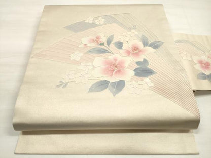 平和屋着物◎九寸名古屋帯 駒刺繍 草花文 金銀糸 正絹 逸品 DABE2013xg