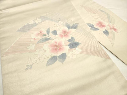 平和屋着物◎九寸名古屋帯 駒刺繍 草花文 金銀糸 正絹 逸品 DABE2013xg