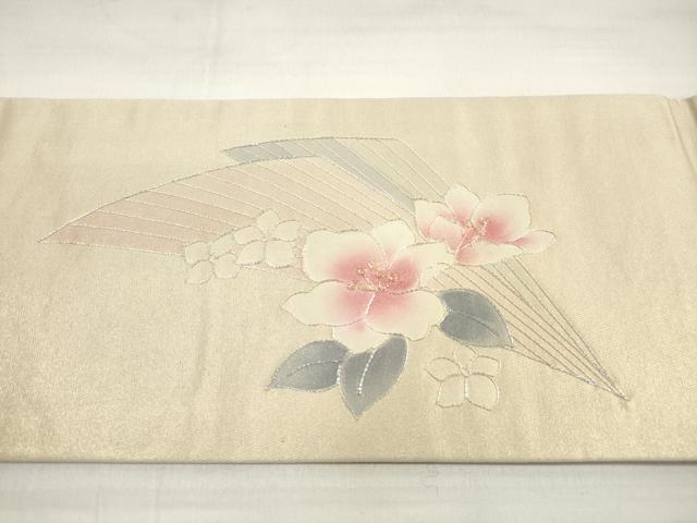 平和屋着物◎九寸名古屋帯 駒刺繍 草花文 金銀糸 正絹 逸品 DABE2013xg