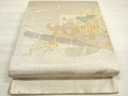 平和屋着物◎六通柄袋帯 器物花文 金糸 正絹 逸品 DABE2023xg