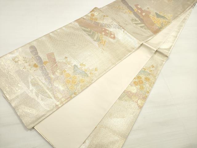 平和屋着物◎六通柄袋帯 器物花文 金糸 正絹 逸品 DABE2023xg